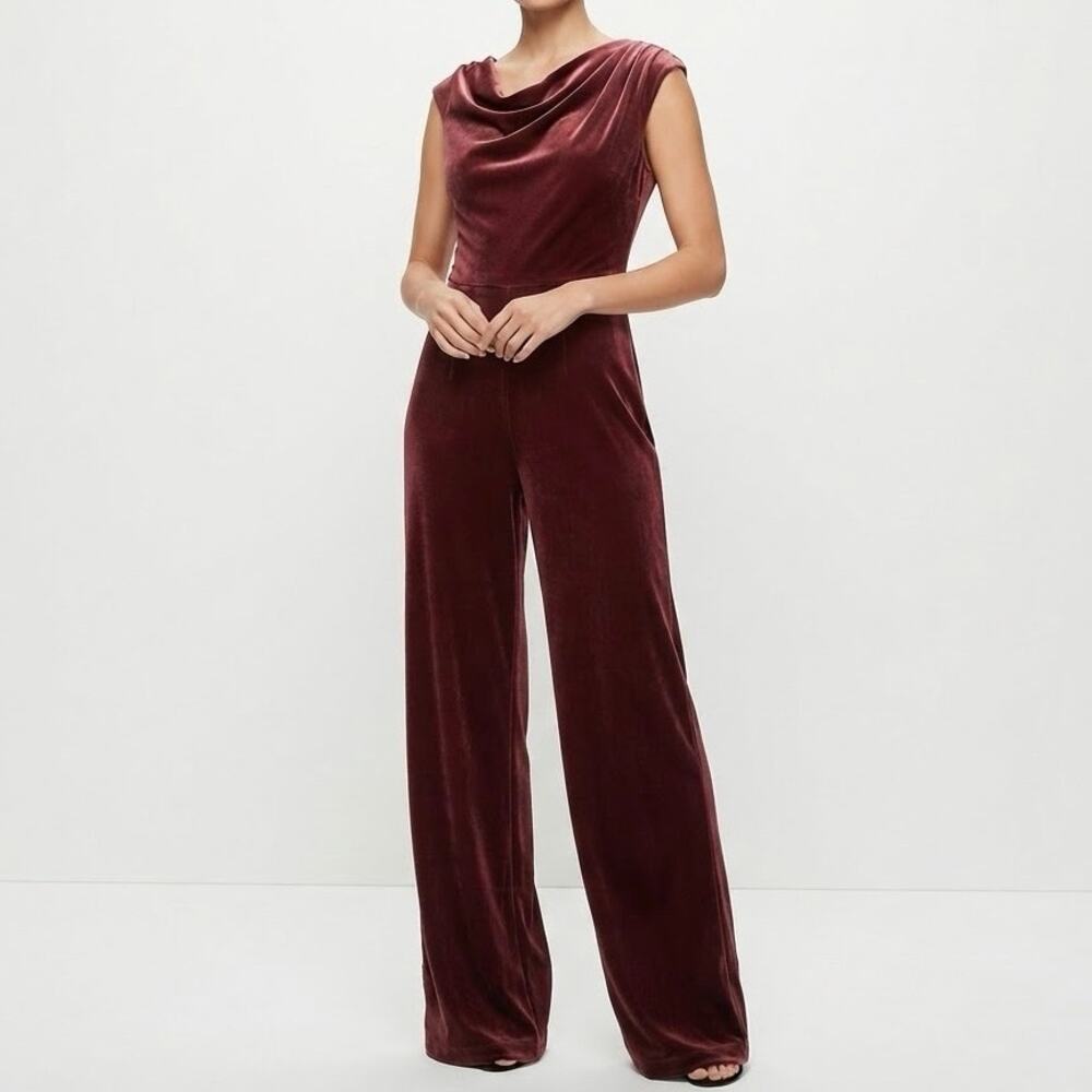 Banana Republic Velvet Cowl Neck Wide Leg Jumpsuit Chrysalis Jam NEW Size S